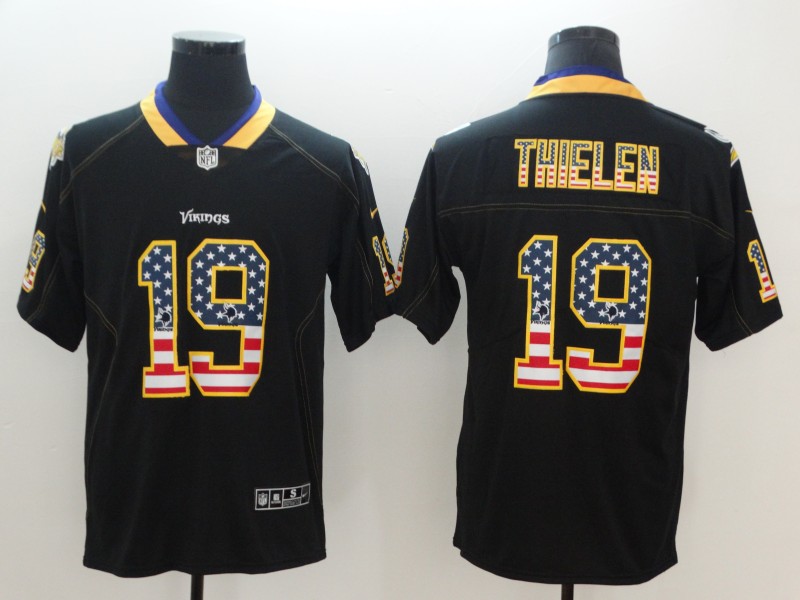 Men's Minnesota Vikings #19 Adam Thielen Black 2018 USA Flag Color Rush Limited Fashion NFL Stitched Jersey Men's Minnesota Vikings #19 Adam Thielen Black 2018 USA Flag Color Rush Limited Fashion NFL Stitched Jersey