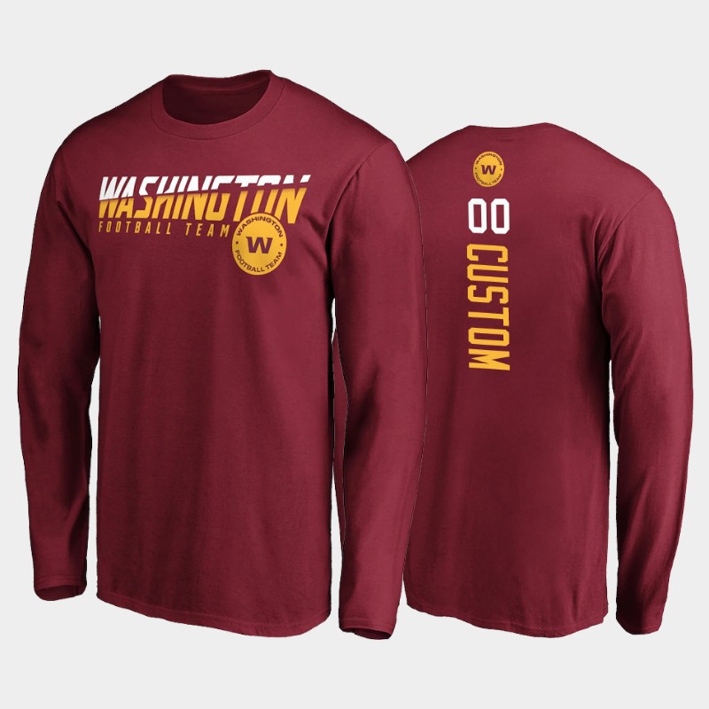 Men's Washington Football Team ACTIVE PLAYER Custom 2020 NFL Burgundy Disrupt Mascot Long Sleeve T-shirt Men's Washington Football Team ACTIVE PLAYER Custom 2020 NFL Burgundy Disrupt Mascot Long Sleeve T-shirt