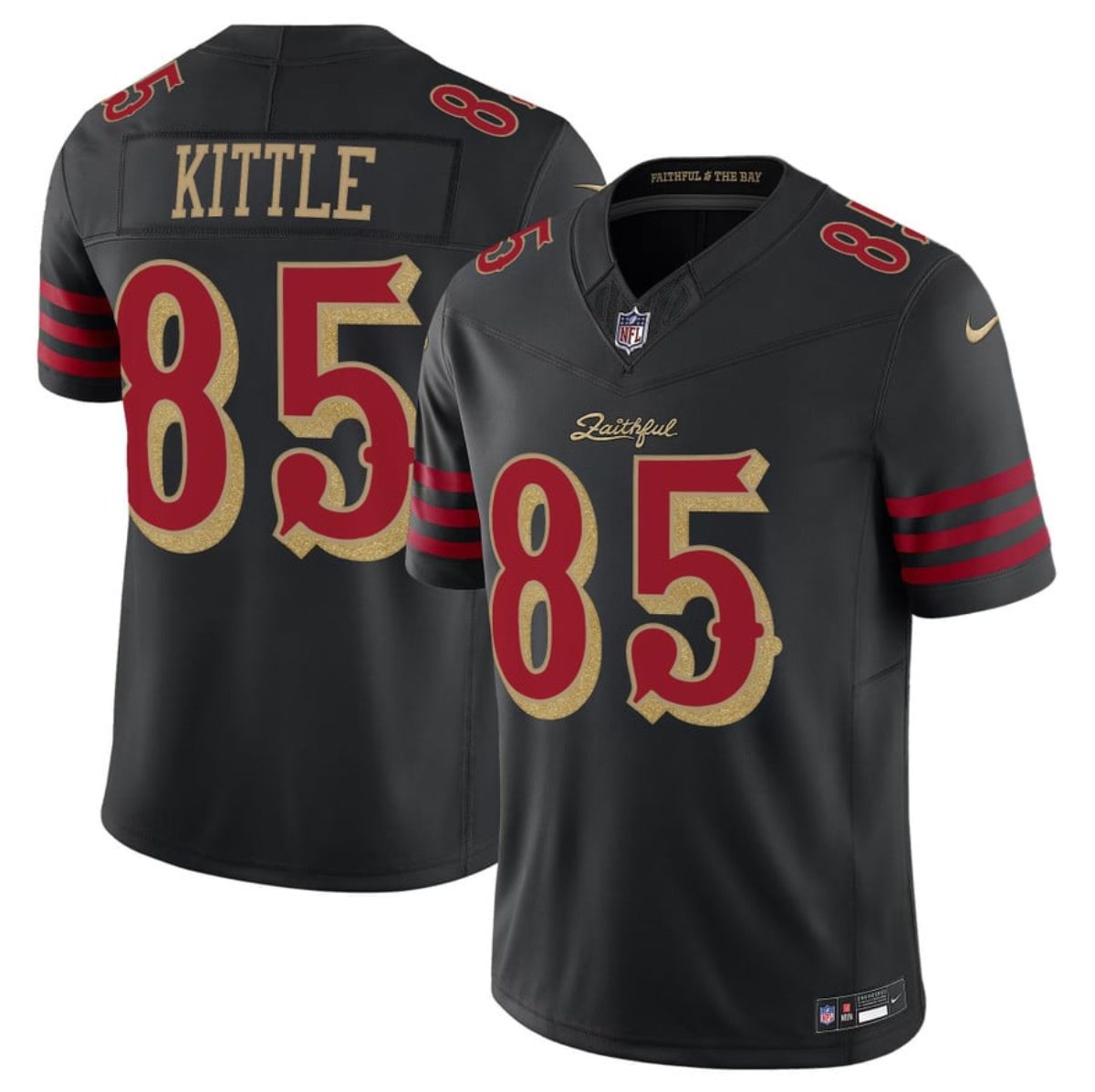 Men's San Francisco 49ers #85 George kittle Black 2025 F.U.S.E. “Rivalries” Vapor Limited Stitched Football Jersey Men's San Francisco 49ers #85 George kittle Black 2025 F.U.S.E. “Rivalries” Vapor Limited Stitched Football Jersey