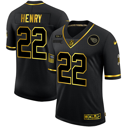 Men's  Black/Gold Tennessee Titans #22 Derrick Henry Salute To Service Limited Stitched Jersey