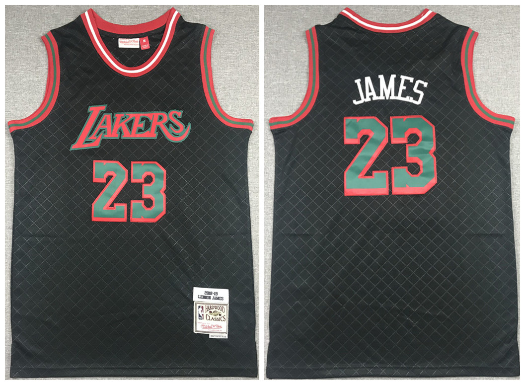 Men's Los Angeles Lakers #23 LeBron James 2018-19 Black Mitchell & Ness Hardwood Classics Stitched Jersey Men's Los Angeles Lakers #23 LeBron James 2018-19 Black Mitchell & Ness Hardwood Classics Stitched Jersey