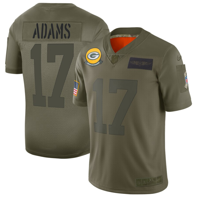 Men's Packers Custom Camo Stitched Limited 2019 Salute To Service Jersey