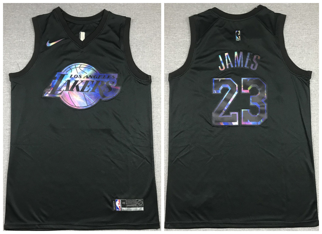 Men's Los Angeles Lakers #23 LeBron James Black NBA Crucial Catch Stitched Jersey Men's Los Angeles Lakers #23 LeBron James Black NBA Crucial Catch Stitched Jersey