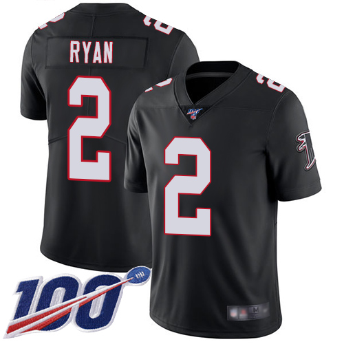 Nike Falcons #2 Matt Ryan Black Alternate Men's Stitched NFL 100th Season Vapor Limited Jersey Nike Falcons #2 Matt Ryan Black Alternate Men's Stitched NFL 100th Season Vapor Limited Jersey