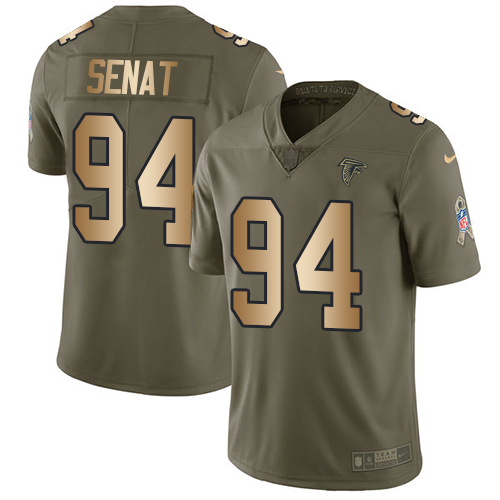 Nike Falcons #94 Deadrin Senat Olive/Gold Men's Stitched NFL Limited 2017 Salute To Service Jersey Nike Falcons #94 Deadrin Senat Olive/Gold Men's Stitched NFL Limited 2017 Salute To Service Jersey