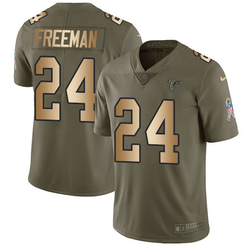 Nike Falcons #24 Devonta Freeman Olive/Gold Men's Stitched NFL Limited 2017 Salute To Service Jersey Nike Falcons #24 Devonta Freeman Olive/Gold Men's Stitched NFL Limited 2017 Salute To Service Jersey