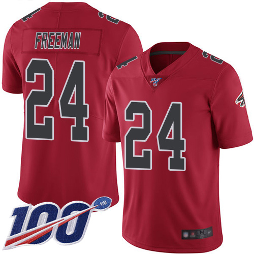 Nike Falcons #24 Devonta Freeman Red Men's Stitched NFL Limited Rush 100th Season Jersey Nike Falcons #24 Devonta Freeman Red Men's Stitched NFL Limited Rush 100th Season Jersey