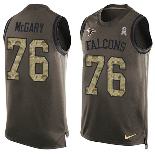 Nike Falcons #76 Kaleb McGary Green Men's Stitched NFL Limited Salute To Service Tank Top Jersey