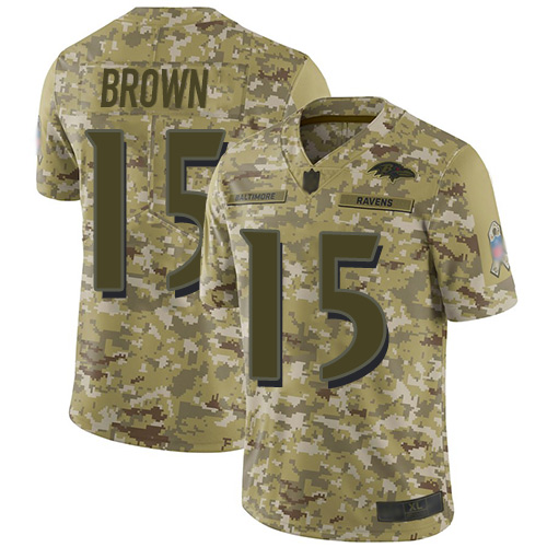 Nike Ravens #15 Marquise Brown Camo Men's Stitched NFL Limited 2018 Salute To Service Jersey Nike Ravens #15 Marquise Brown Camo Men's Stitched NFL Limited 2018 Salute To Service Jersey