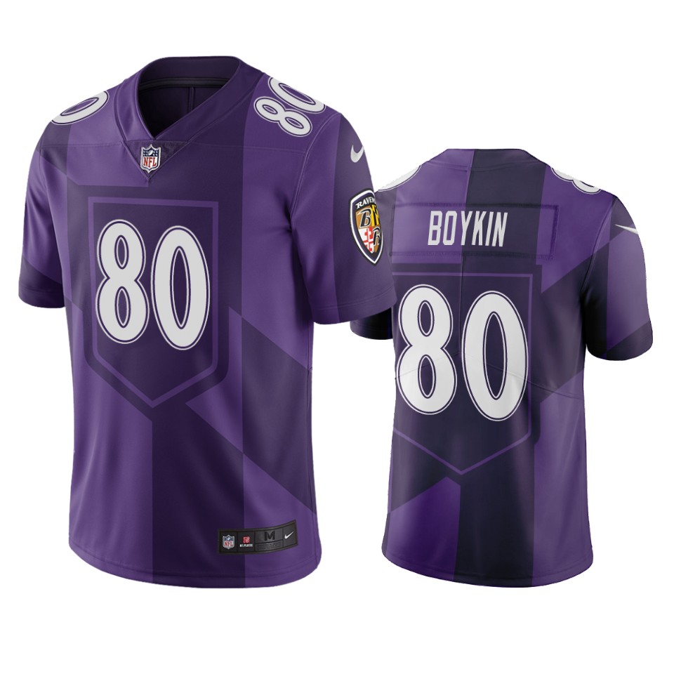 Baltimore Ravens #80 Miles Boykin Purple Vapor Limited City Edition NFL Jersey Baltimore Ravens #80 Miles Boykin Purple Vapor Limited City Edition NFL Jersey
