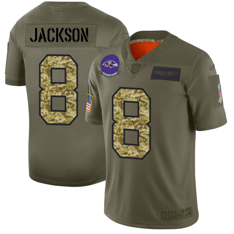 Baltimore Ravens #8 Lamar Jackson Men's Nike 2019 Olive Camo Salute To Service Limited NFL Jersey Baltimore Ravens #8 Lamar Jackson Men's Nike 2019 Olive Camo Salute To Service Limited NFL Jersey