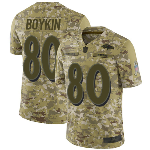 Nike Ravens #80 Miles Boykin Camo Men's Stitched NFL Limited 2018 Salute To Service Jersey Nike Ravens #80 Miles Boykin Camo Men's Stitched NFL Limited 2018 Salute To Service Jersey
