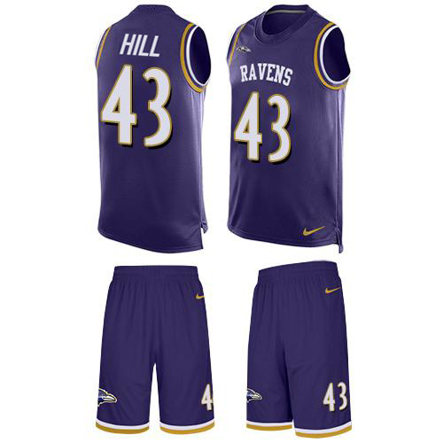 Nike Ravens #43 Justice Hill Purple Team Color Men's Stitched NFL Limited Tank Top Suit Jersey Nike Ravens #43 Justice Hill Purple Team Color Men's Stitched NFL Limited Tank Top Suit Jersey