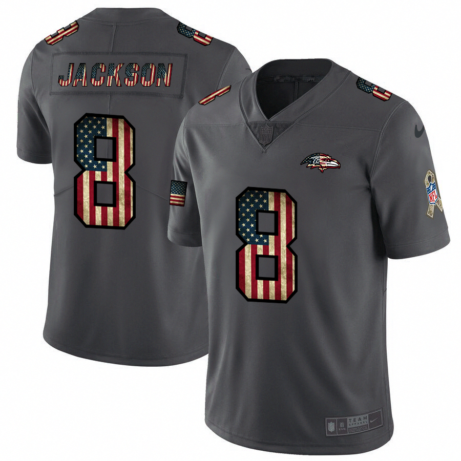 Baltimore Ravens #8 Lamar Jackson Nike 2018 Salute to Service Retro USA Flag Limited NFL Jersey Baltimore Ravens #8 Lamar Jackson Nike 2018 Salute to Service Retro USA Flag Limited NFL Jersey