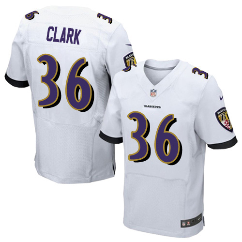 Nike Ravens #36 Chuck Clark White Men's Stitched NFL New Elite Jersey Nike Ravens #36 Chuck Clark White Men's Stitched NFL New Elite Jersey
