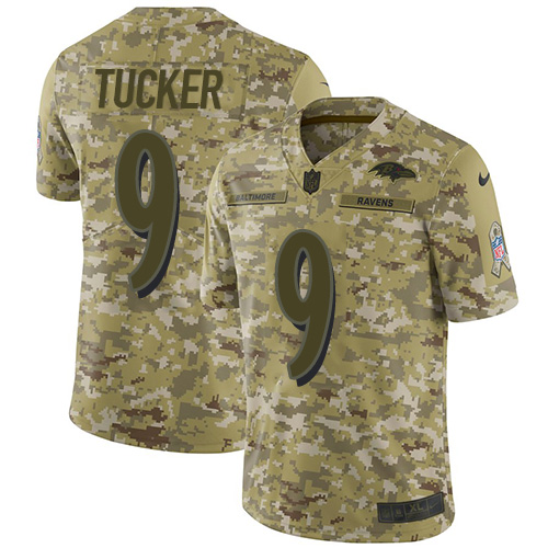 Nike Ravens #9 Justin Tucker Camo Men's Stitched NFL Limited 2018 Salute To Service Jersey Nike Ravens #9 Justin Tucker Camo Men's Stitched NFL Limited 2018 Salute To Service Jersey