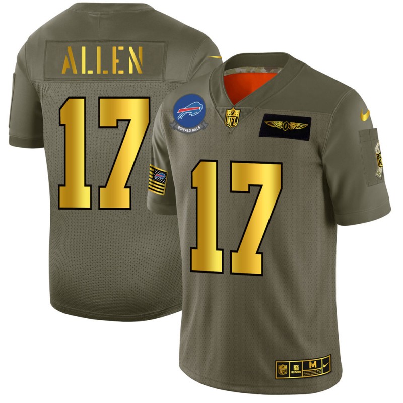 Buffalo Bills #17 Josh Allen NFL Men's Nike Olive Gold 2019 Salute to Service Limited Jersey Buffalo Bills #17 Josh Allen NFL Men's Nike Olive Gold 2019 Salute to Service Limited Jersey