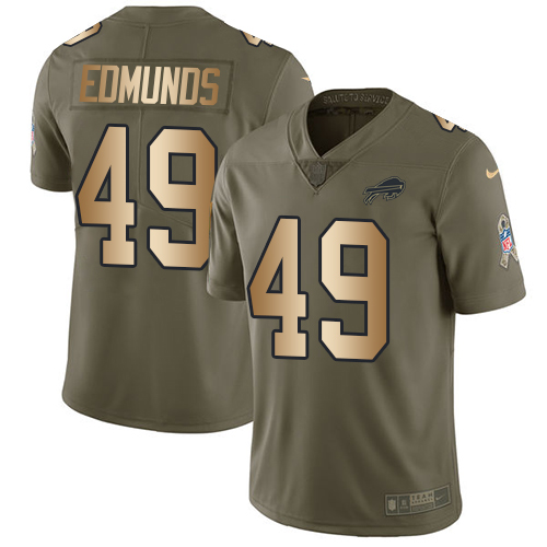 Nike Bills #49 Tremaine Edmunds Olive/Gold Men's Stitched NFL Limited 2017 Salute To Service Jersey Nike Bills #49 Tremaine Edmunds Olive/Gold Men's Stitched NFL Limited 2017 Salute To Service Jersey