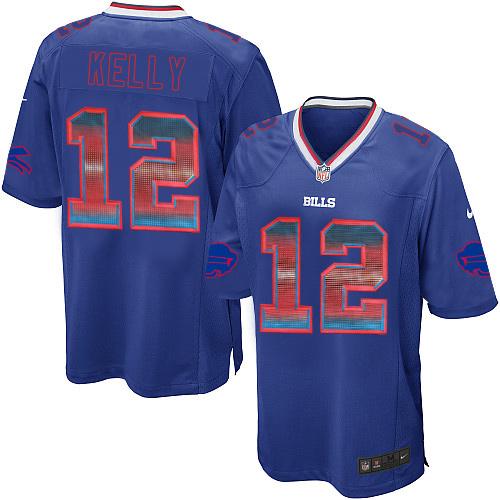 Nike Bills #12 Jim Kelly Royal Blue Team Color Men's Stitched NFL Limited Strobe Jersey Nike Bills #12 Jim Kelly Royal Blue Team Color Men's Stitched NFL Limited Strobe Jersey
