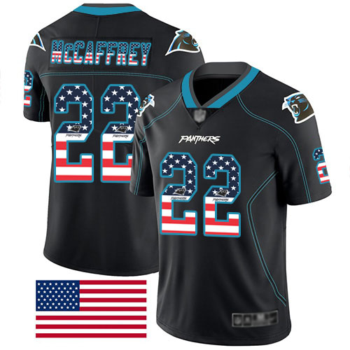 Nike Panthers #22 Christian McCaffrey Black Men's Stitched NFL Limited Rush USA Flag Jersey Nike Panthers #22 Christian McCaffrey Black Men's Stitched NFL Limited Rush USA Flag Jersey