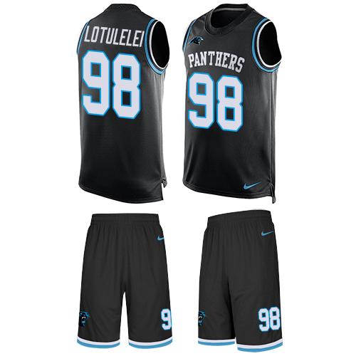 Nike Panthers #98 Star Lotulelei Black Team Color Men's Stitched NFL Limited Tank Top Suit Jersey Nike Panthers #98 Star Lotulelei Black Team Color Men's Stitched NFL Limited Tank Top Suit Jersey