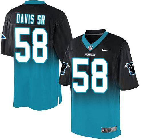 Nike Panthers #58 Thomas Davis Sr Black/Blue Men's Stitched NFL Elite Fadeaway Fashion Jersey Nike Panthers #58 Thomas Davis Sr Black/Blue Men's Stitched NFL Elite Fadeaway Fashion Jersey