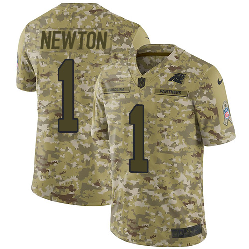 Nike Panthers #1 Cam Newton Camo Men's Stitched NFL Limited 2018 Salute To Service Jersey Nike Panthers #1 Cam Newton Camo Men's Stitched NFL Limited 2018 Salute To Service Jersey