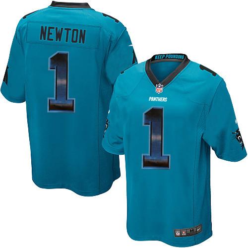 Nike Panthers #1 Cam Newton Blue Alternate Men's Stitched NFL Limited Strobe Jersey Nike Panthers #1 Cam Newton Blue Alternate Men's Stitched NFL Limited Strobe Jersey