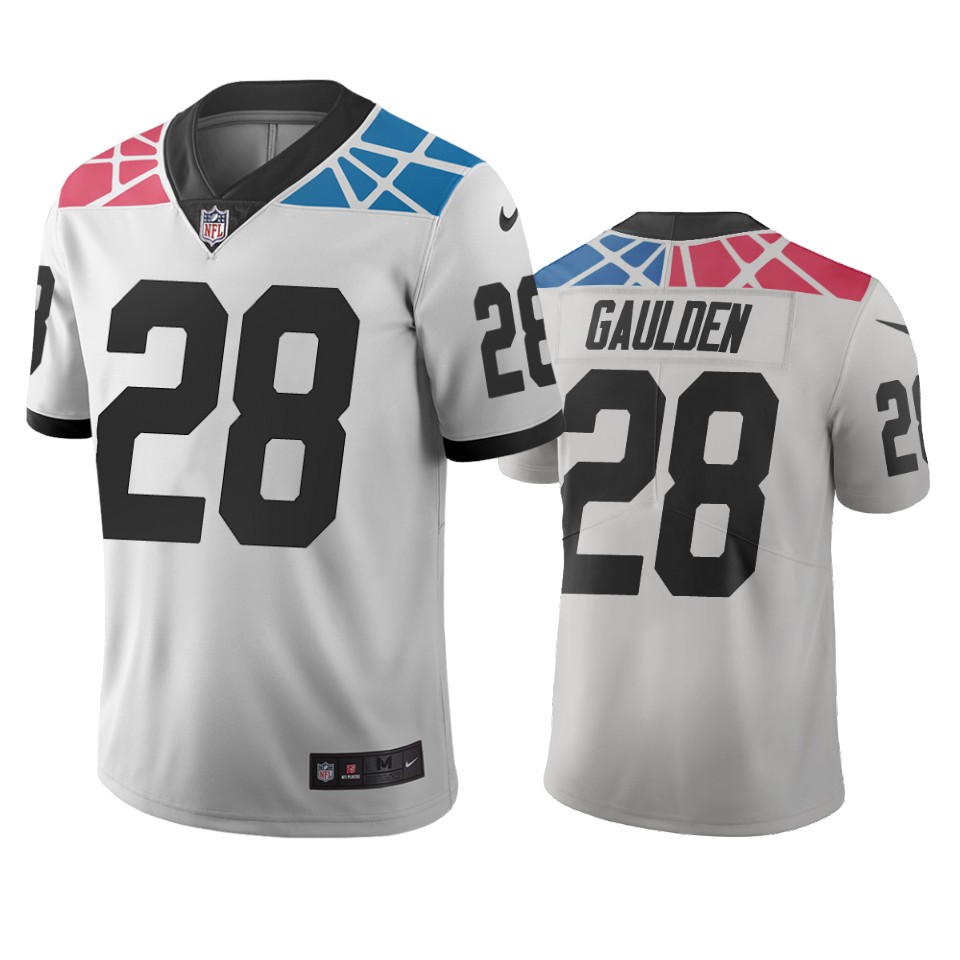 Carolina Panthers #28 Rashaan Gaulden White Vapor Limited City Edition NFL Jersey