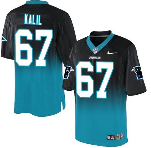 Nike Panthers #67 Ryan Kalil Black/Blue Men's Stitched NFL Elite Fadeaway Fashion Jersey Nike Panthers #67 Ryan Kalil Black/Blue Men's Stitched NFL Elite Fadeaway Fashion Jersey