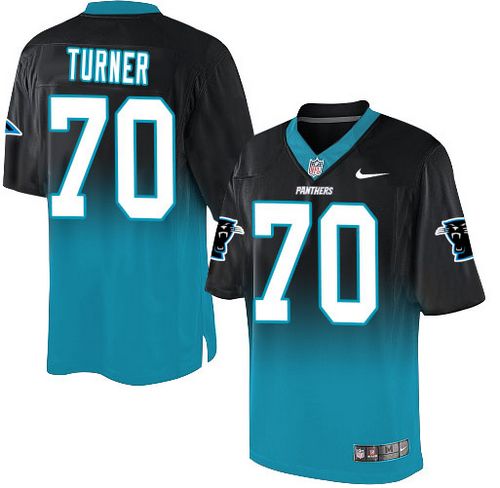 Nike Panthers #70 Trai Turner Black/Blue Men's Stitched NFL Elite Fadeaway Fashion Jersey Nike Panthers #70 Trai Turner Black/Blue Men's Stitched NFL Elite Fadeaway Fashion Jersey