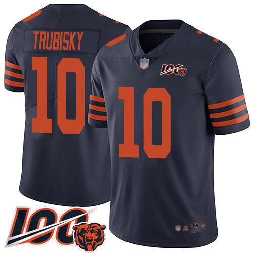 Nike Bears #10 Mitchell Trubisky Navy Blue Alternate Men's Stitched NFL 100th Season Vapor Limited Jersey Nike Bears #10 Mitchell Trubisky Navy Blue Alternate Men's Stitched NFL 100th Season Vapor Limited Jersey