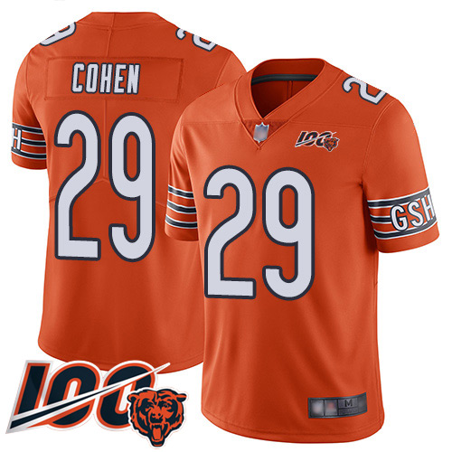 Nike Bears #29 Tarik Cohen Orange Men's Stitched NFL Limited Rush 100th Season Jersey Nike Bears #29 Tarik Cohen Orange Men's Stitched NFL Limited Rush 100th Season Jersey