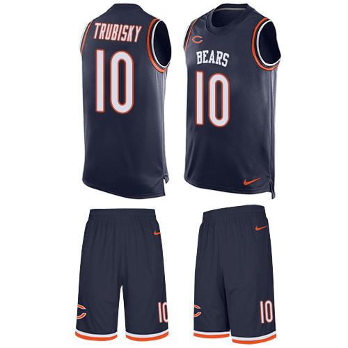 Nike Bears #10 Mitchell Trubisky Navy Blue Team Color Men's Stitched NFL Limited Tank Top Suit Jersey Nike Bears #10 Mitchell Trubisky Navy Blue Team Color Men's Stitched NFL Limited Tank Top Suit Jersey