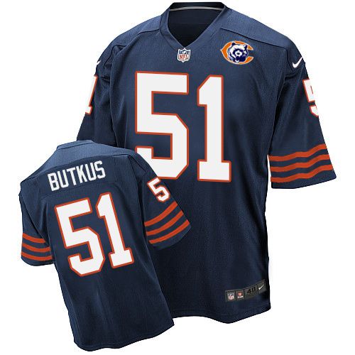 Nike Bears #51 Dick Butkus Navy Blue Throwback Men's Stitched NFL Elite Jersey Nike Bears #51 Dick Butkus Navy Blue Throwback Men's Stitched NFL Elite Jersey