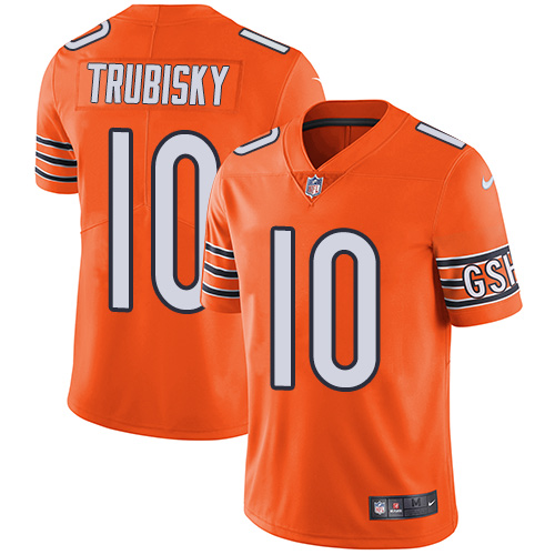 Nike Bears #10 Mitchell Trubisky Orange Men's Stitched NFL Limited Rush Jersey Nike Bears #10 Mitchell Trubisky Orange Men's Stitched NFL Limited Rush Jersey