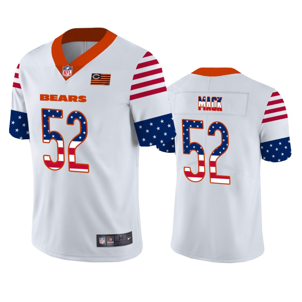 Chicago Bears #52 Khalil Mack White Men's Nike Team Logo USA Flag Vapor Untouchable Limited NFL Jersey Chicago Bears #52 Khalil Mack White Men's Nike Team Logo USA Flag Vapor Untouchable Limited NFL Jersey