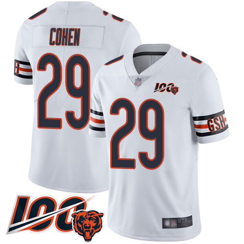 Nike Bears #29 Tarik Cohen White Men's Stitched NFL 100th Season Vapor Limited Jersey Nike Bears #29 Tarik Cohen White Men's Stitched NFL 100th Season Vapor Limited Jersey