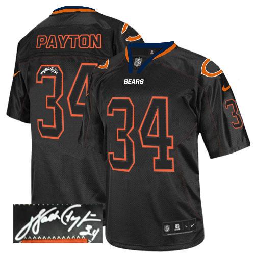 Nike Bears #34 Walter Payton Lights Out Black Men's Stitched NFL Elite Autographed Jersey Nike Bears #34 Walter Payton Lights Out Black Men's Stitched NFL Elite Autographed Jersey