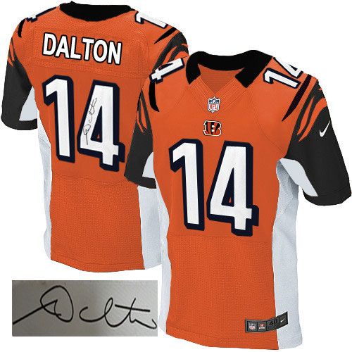 Nike Bengals #14 Andy Dalton Orange Alternate Men's Stitched NFL Elite Autographed Jersey Nike Bengals #14 Andy Dalton Orange Alternate Men's Stitched NFL Elite Autographed Jersey