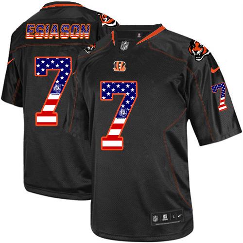 Nike Bengals #7 Boomer Esiason Black Men's Stitched NFL Elite USA Flag Fashion Jersey Nike Bengals #7 Boomer Esiason Black Men's Stitched NFL Elite USA Flag Fashion Jersey