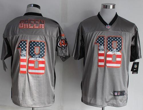 Nike Bengals #18 A.J. Green Grey Men's Stitched NFL Elite USA Flag Fashion Jersey Nike Bengals #18 A.J. Green Grey Men's Stitched NFL Elite USA Flag Fashion Jersey