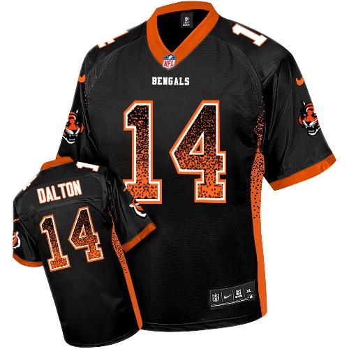 Nike Bengals #14 Andy Dalton Black Team Color Men's Stitched NFL Elite Drift Fashion Jersey Nike Bengals #14 Andy Dalton Black Team Color Men's Stitched NFL Elite Drift Fashion Jersey