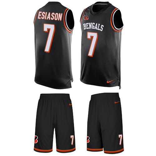 Nike Bengals #7 Boomer Esiason Black Team Color Men's Stitched NFL Limited Tank Top Suit Jersey Nike Bengals #7 Boomer Esiason Black Team Color Men's Stitched NFL Limited Tank Top Suit Jersey