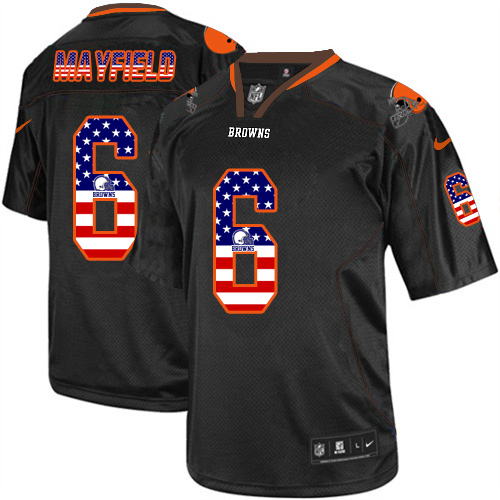 Nike Browns #6 Baker Mayfield Black Men's Stitched NFL Elite USA Flag Fashion Jersey Nike Browns #6 Baker Mayfield Black Men's Stitched NFL Elite USA Flag Fashion Jersey