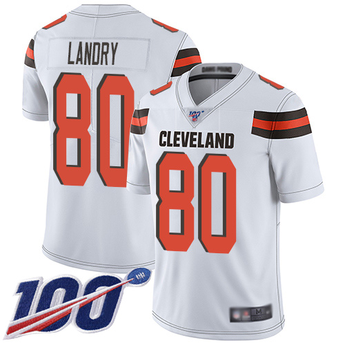 Nike Browns #80 Jarvis Landry White Men's Stitched NFL 100th Season Vapor Limited Jersey Nike Browns #80 Jarvis Landry White Men's Stitched NFL 100th Season Vapor Limited Jersey