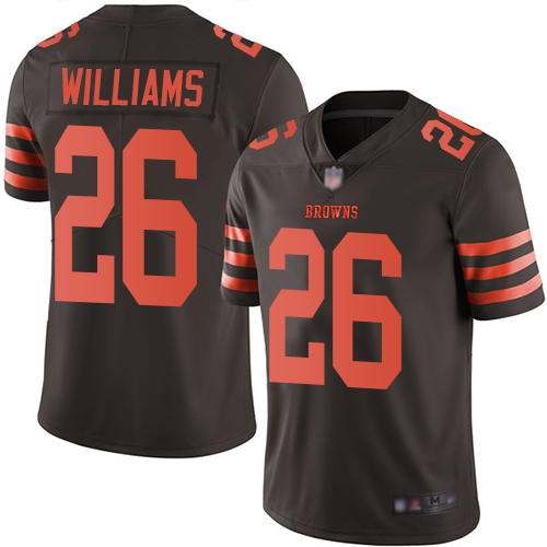 Nike Browns #26 Greedy Williams Brown Men's Stitched NFL Limited Rush Jersey Nike Browns #26 Greedy Williams Brown Men's Stitched NFL Limited Rush Jersey