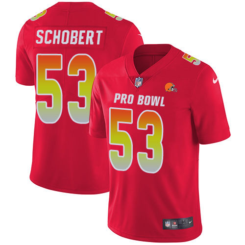Nike Browns #53 Joe Schobert Red Men's Stitched NFL Limited AFC 2018 Pro Bowl Jersey Nike Browns #53 Joe Schobert Red Men's Stitched NFL Limited AFC 2018 Pro Bowl Jersey