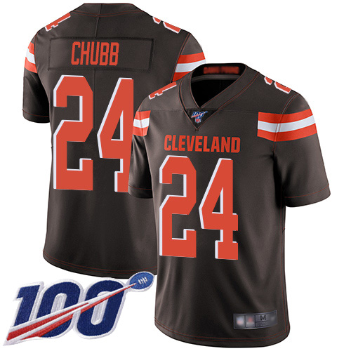 Nike Browns #24 Nick Chubb Brown Team Color Men's Stitched NFL 100th Season Vapor Limited Jersey Nike Browns #24 Nick Chubb Brown Team Color Men's Stitched NFL 100th Season Vapor Limited Jersey