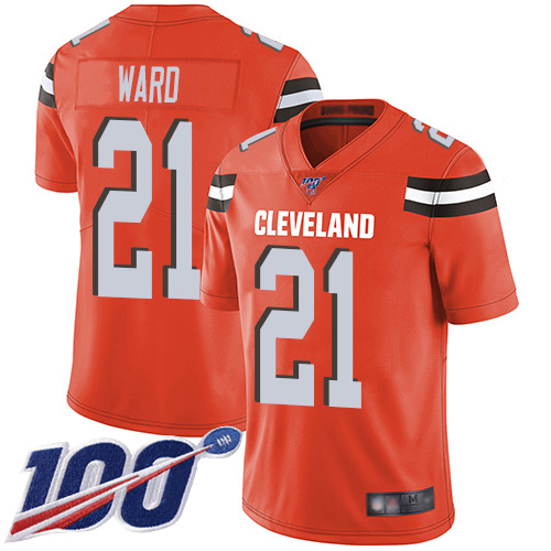 Nike Browns #21 Denzel Ward Orange Alternate Men's Stitched NFL 100th Season Vapor Limited Jersey Nike Browns #21 Denzel Ward Orange Alternate Men's Stitched NFL 100th Season Vapor Limited Jersey